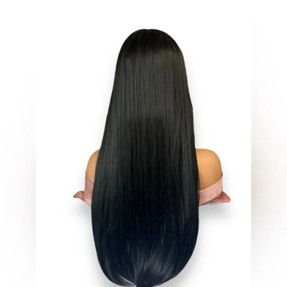 33 Inch Long Black Wig With Bangs Thick beautiful Hair - Picture 5 of 7